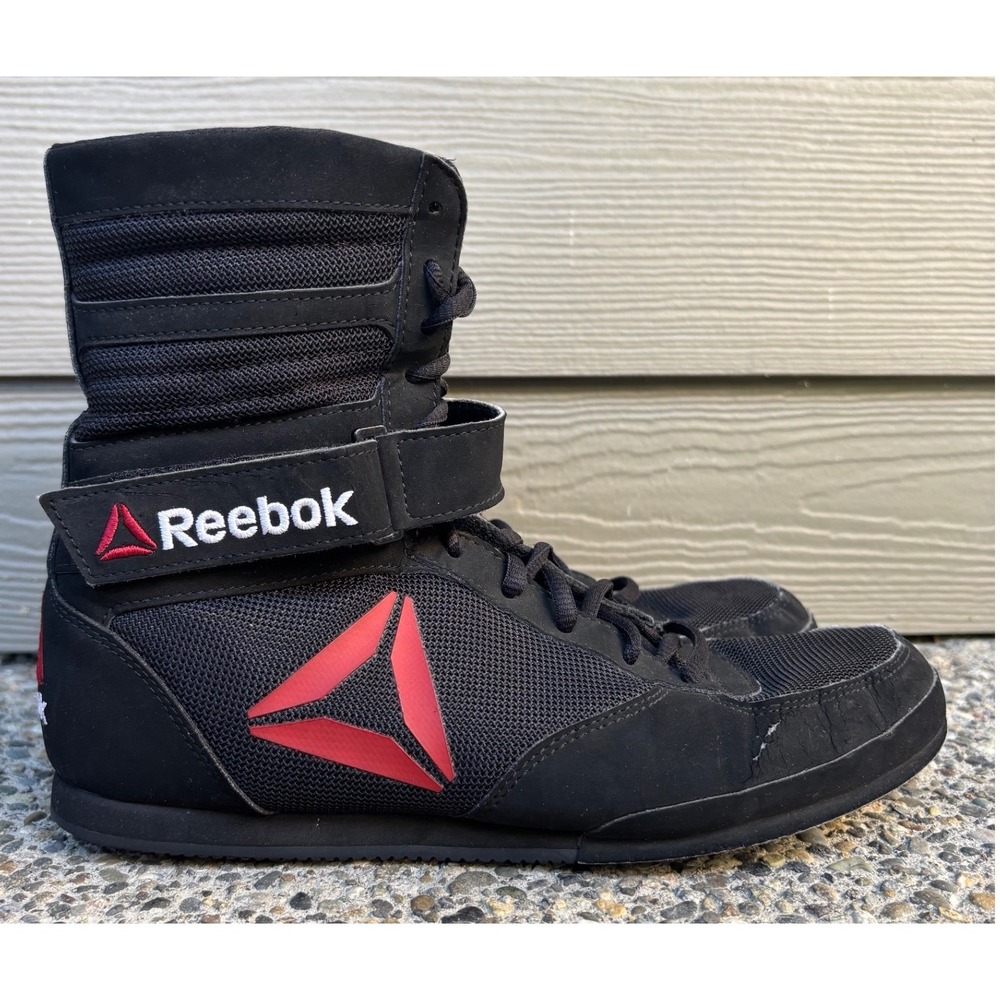 Reebok Boxing Boot Delta Buck Men's 7.5 Black Red High Top Training Shoes BD1347
